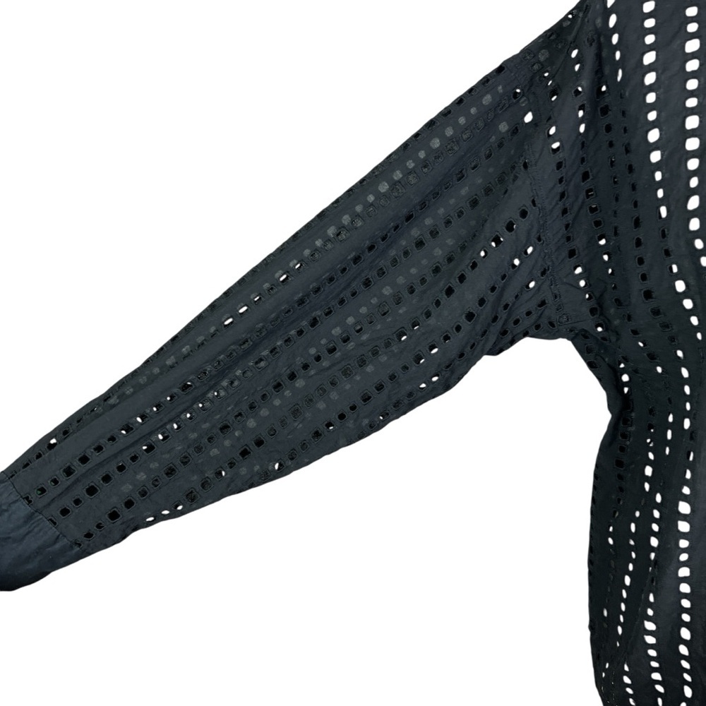 CALIA Black Eyelet Button Down Shirt Women’s Size Medium 100% Cotton Sheer Boho - Picture 7 of 10